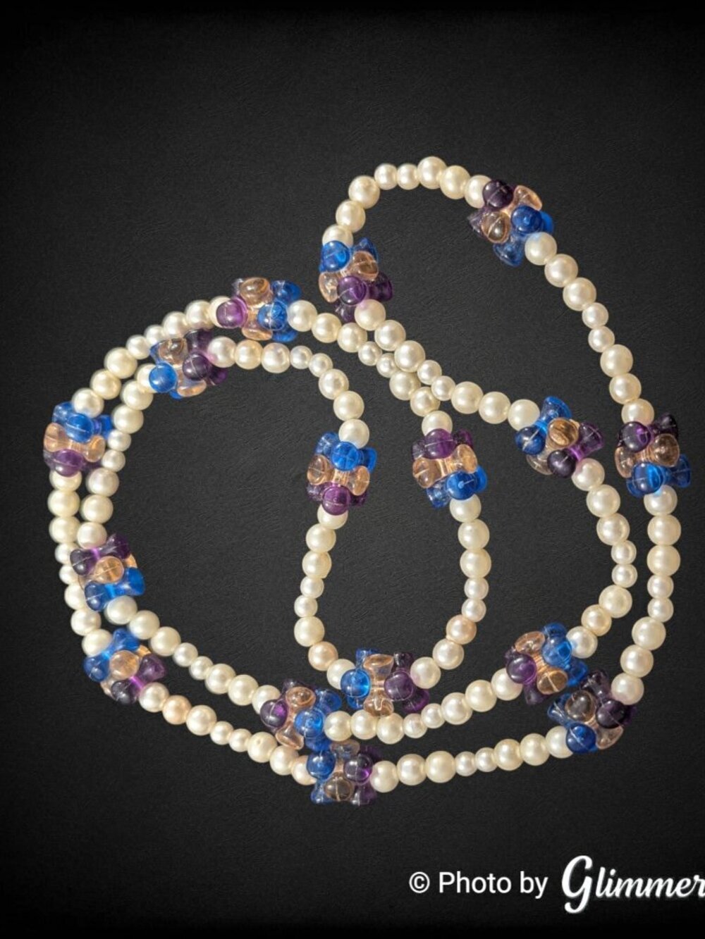 Vintage Long Faux Pearl Multicolor Spacer Beads 28" Necklace